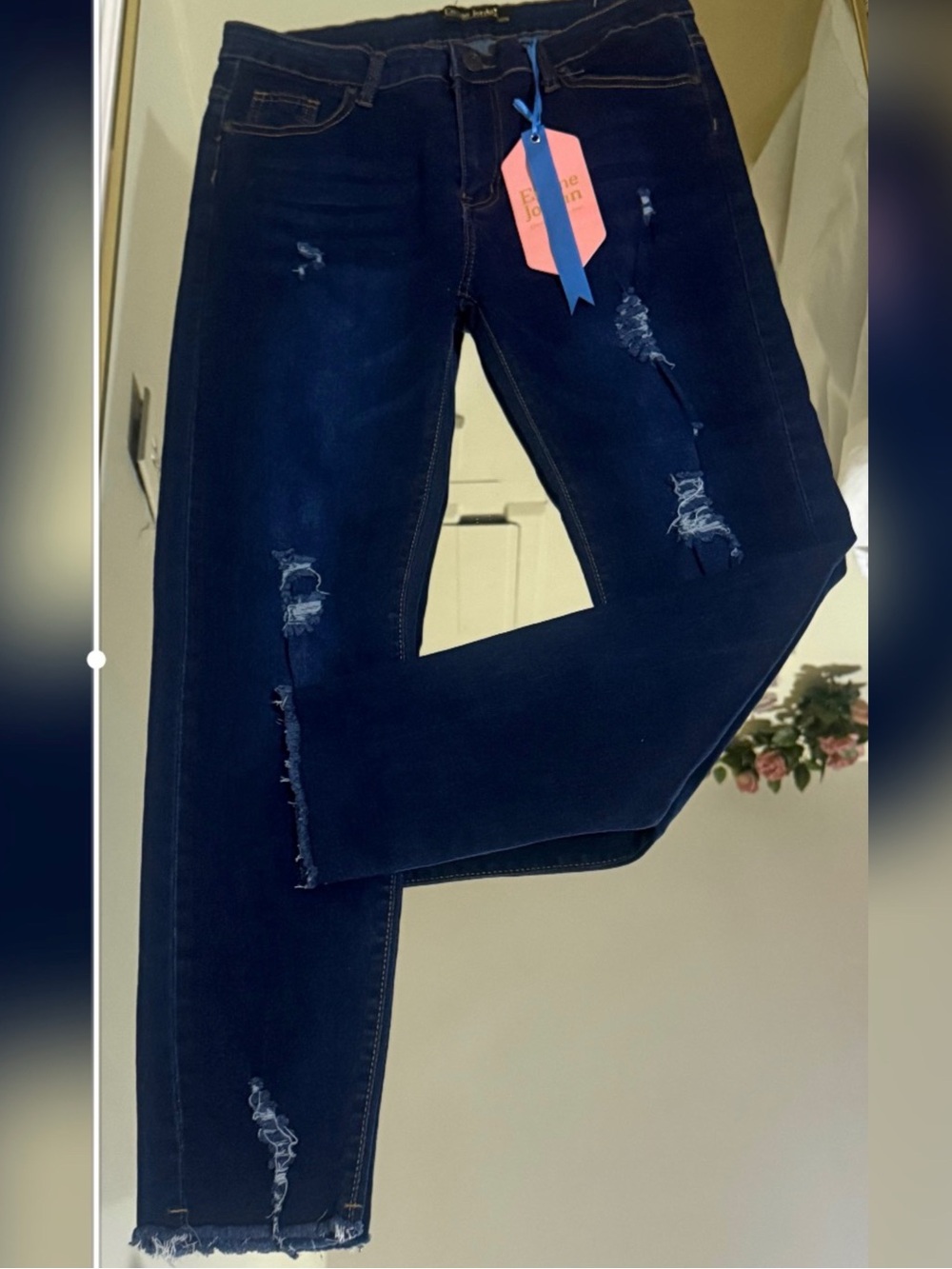 Women’s Dark Blue Distressed Skinny Jeans